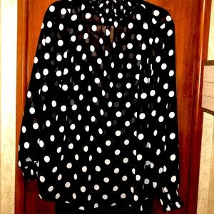 Black and White Mock turtleneck Polka dots size 1